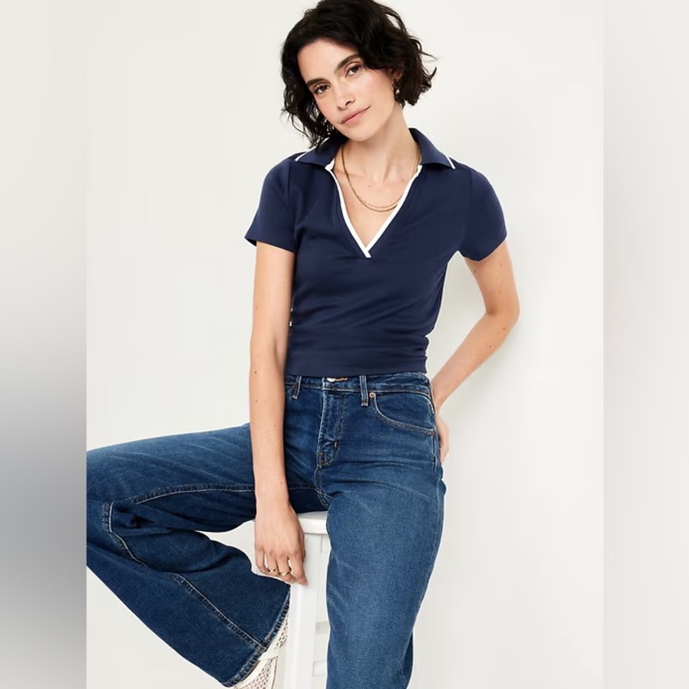 Old Navy Dark Blue Short Sleeve Polo Top